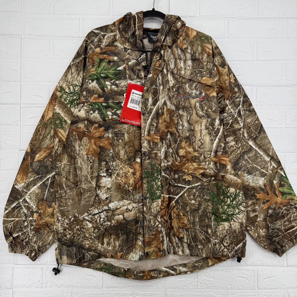 Compass 360 Rain Jacket Mens XL Realtree Edge Camo RainTek Hunting NWT